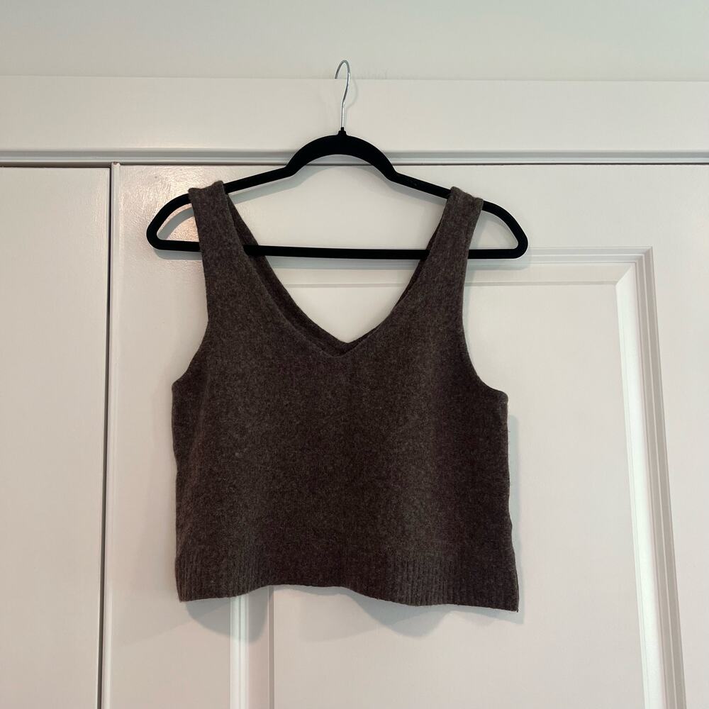 Madewell Women's Wool Cropped Sweater Tank Dark Brown Size XL‎